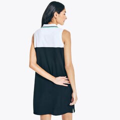 COLORBLOCK POLO DRESS,True Black,large