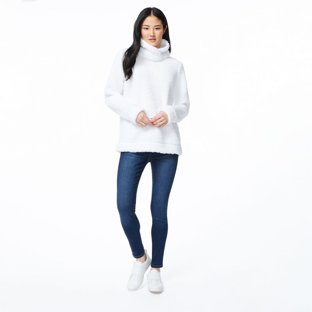 SHERPA MOCK NECK SWEATER,Bright White,large