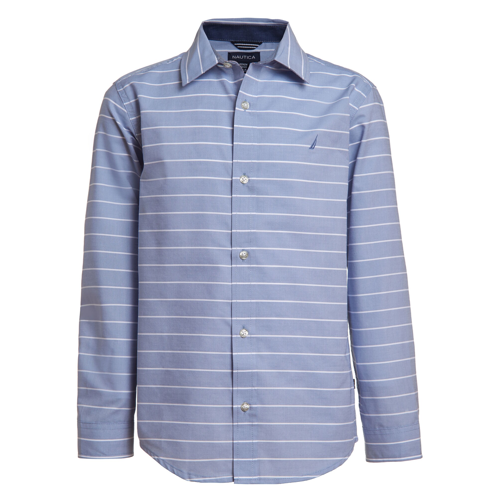 BOYS' STRIPED BRAND ICON SHIRT (8-20),Bright Cobalt,large