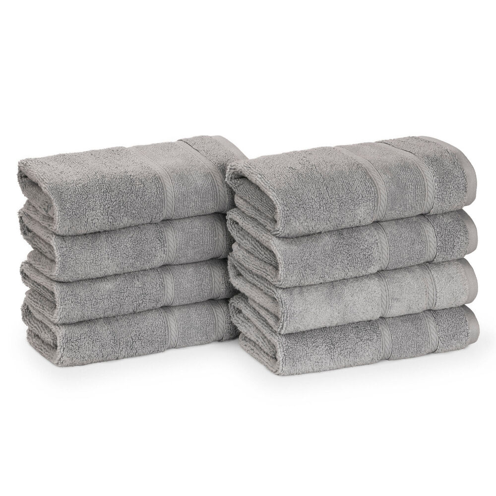 Belle Haven Hand Towel Set, 8-Piece,Grey Heather,large