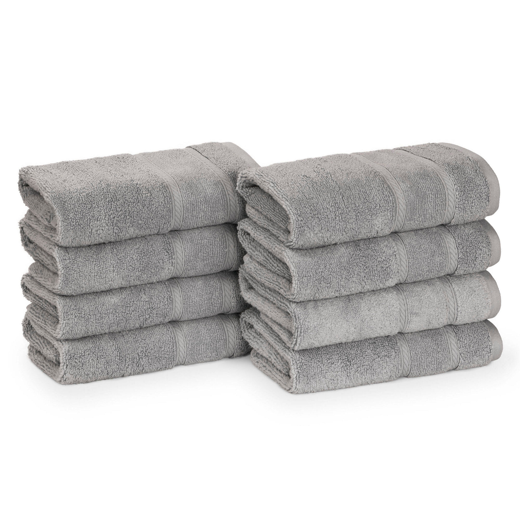 Belle Haven Hand Towel Set, 8-Piece,Grey Heather,large
