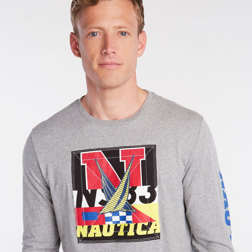 LOGO GRAPHIC LONG-SLEEVE T-SHIRT,Grey Heather,large