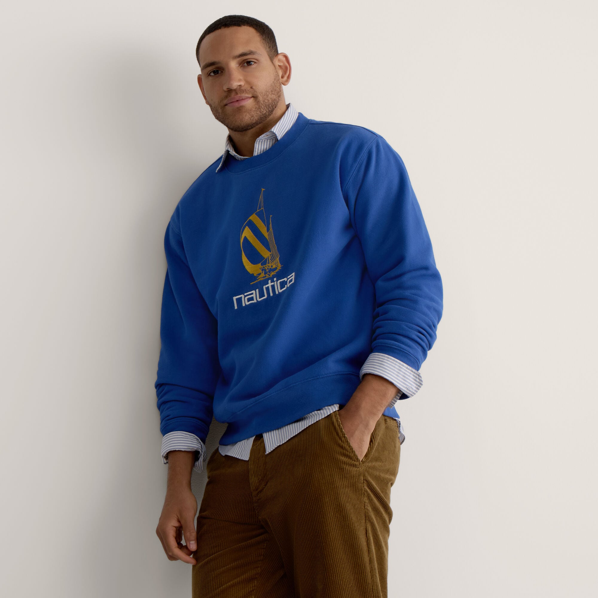 Fleece Graphic Crewneck,Deep Navy Heather,large