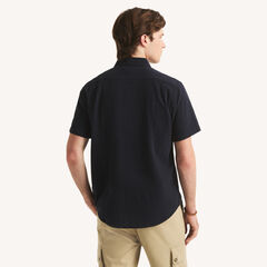 Striped Short-Sleeve Shirt,Stellar Blue Heather,large