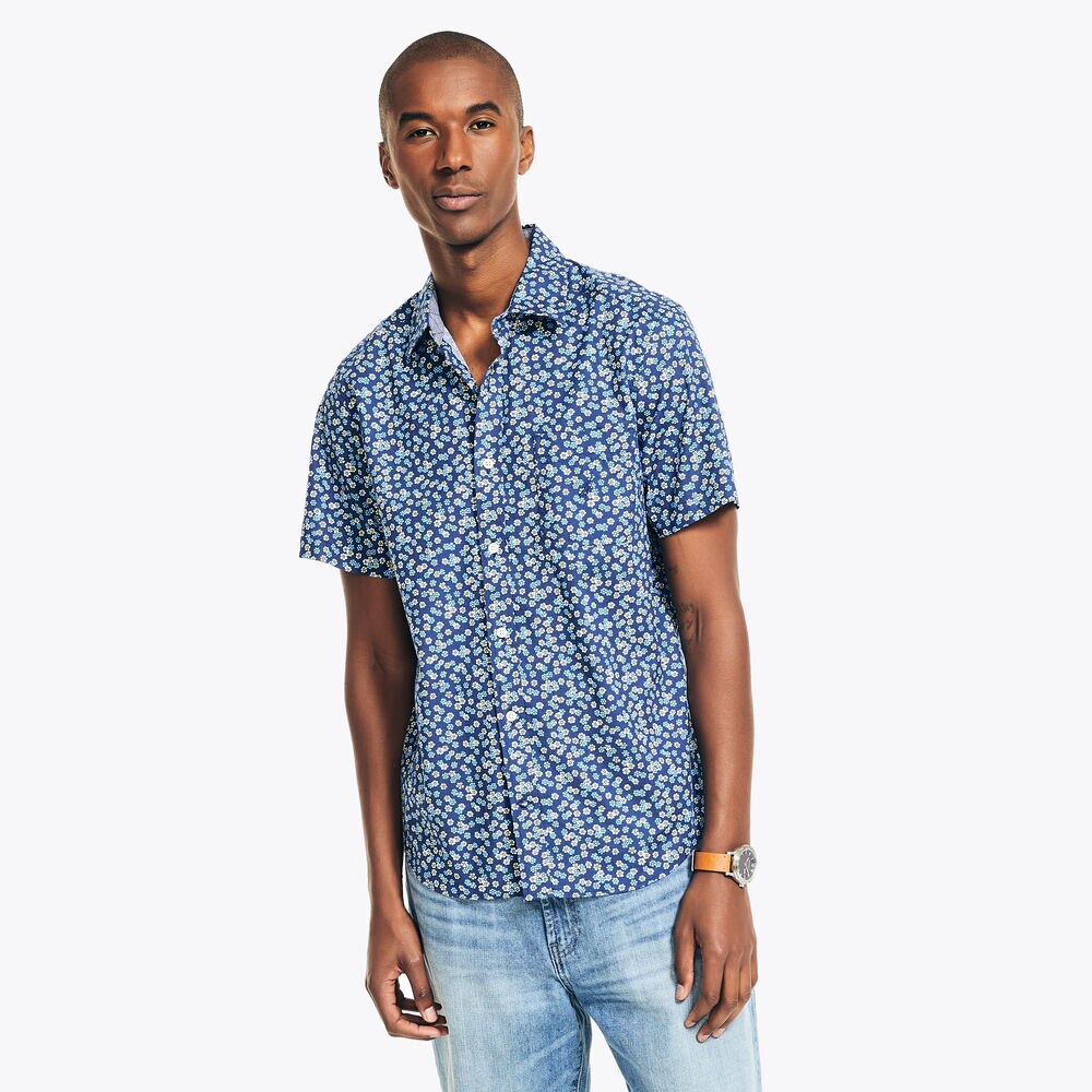 PRINTED SHORT-SLEEVE SHIRT,Estate Blue,large