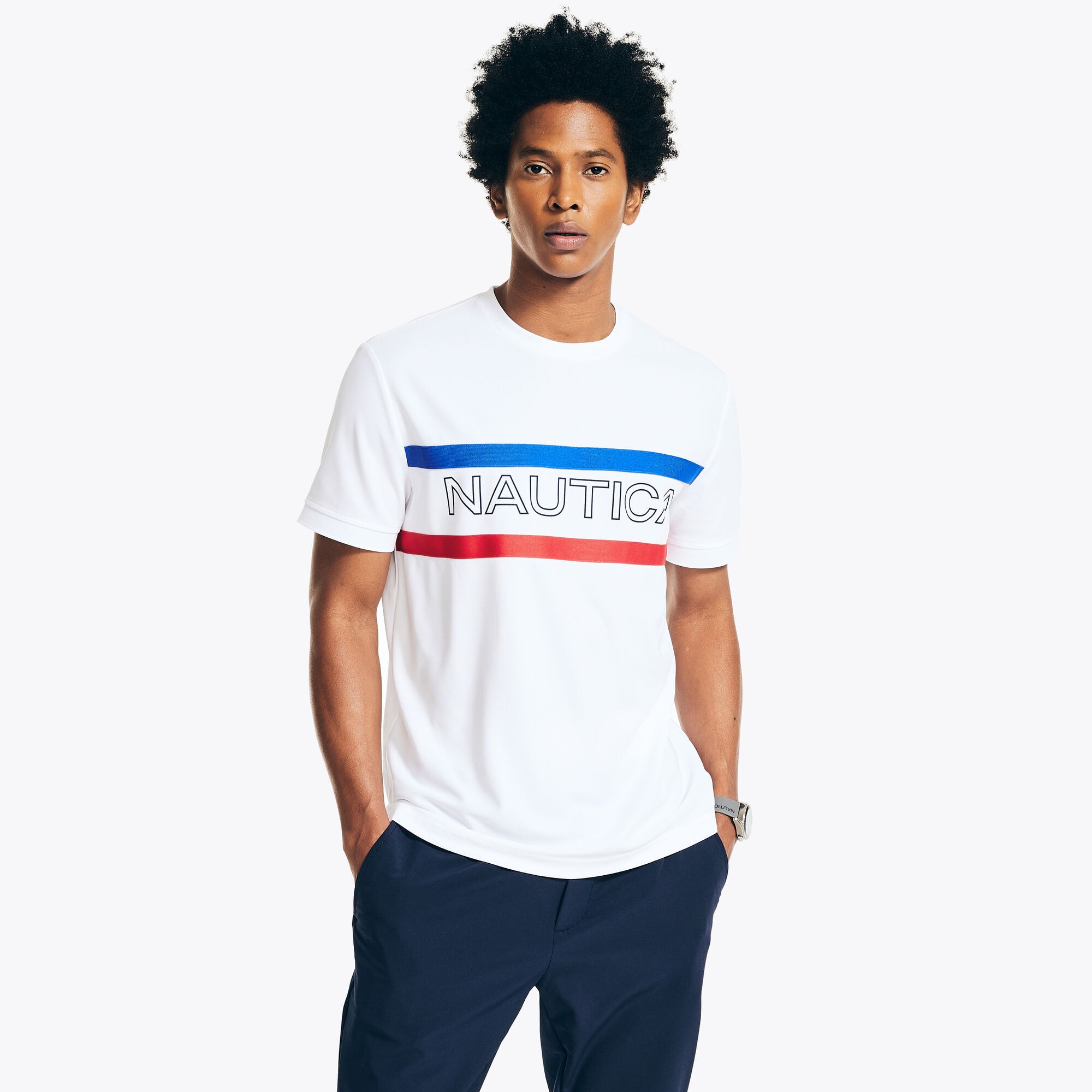 NAVTECH SUSTAINABLY CRAFTED LOGO T-SHIRT,Bright White,large