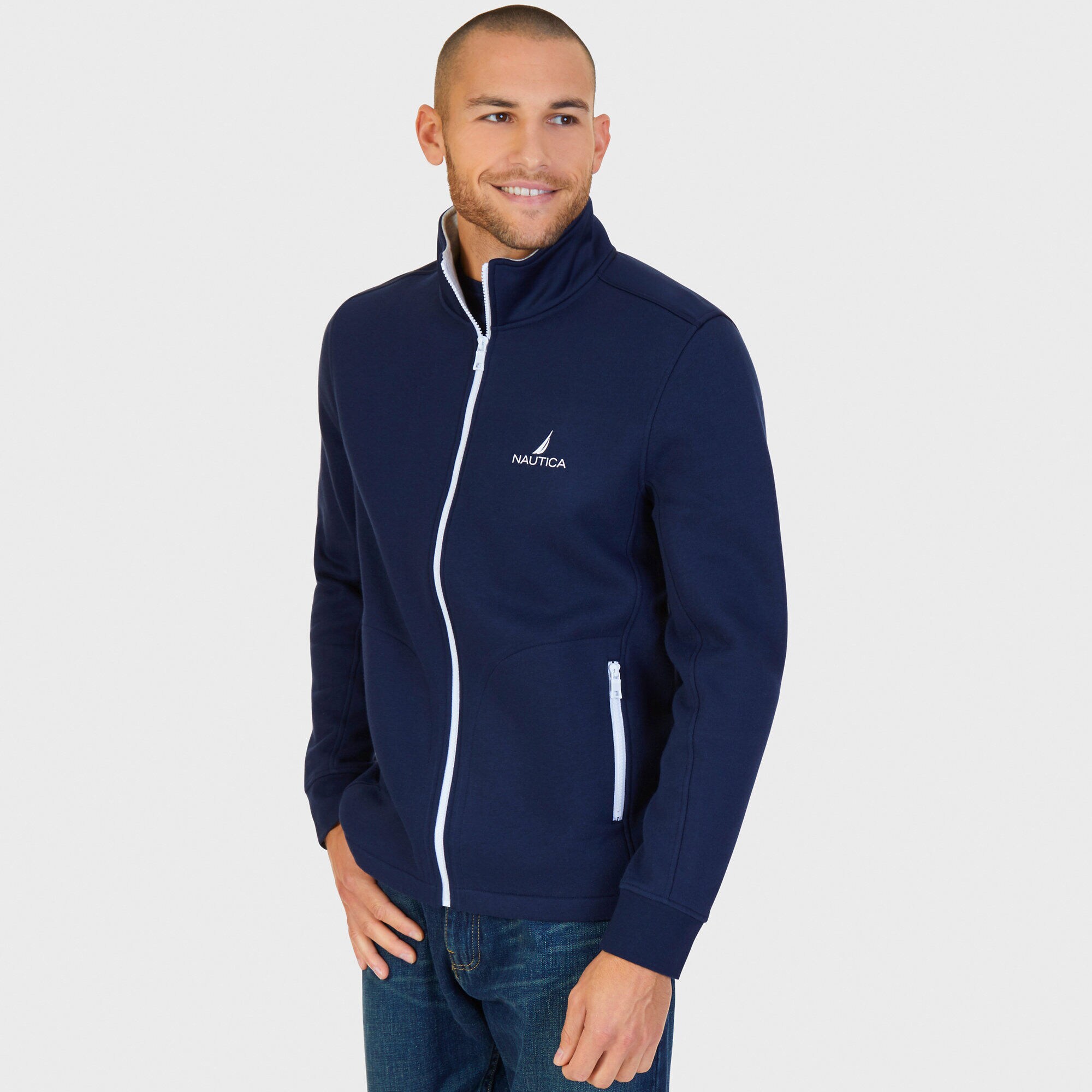 brand icon Full-Zip Track Jacket,Navy,large