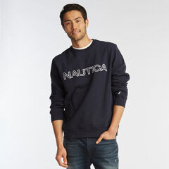 LOGO CREWNECK SWEATSHIRT,Navy,large