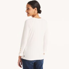 Ruffle-Trim Raglan Top,Sail White,large