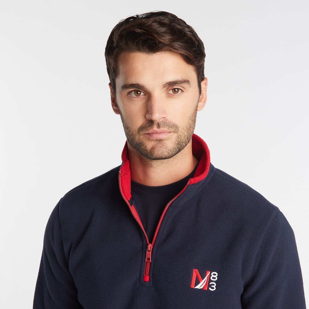 BIG & TALL QUARTER ZIP NAUTEX FLEECE PULLOVER,Navy,large