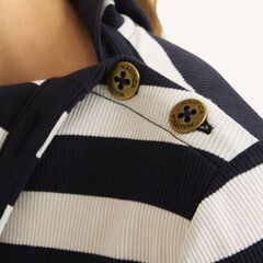 Striped Turtle-Neck Top,Bolt Blue,large