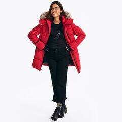 Puffer Jacket With Removable Hood,Tomales Red,large