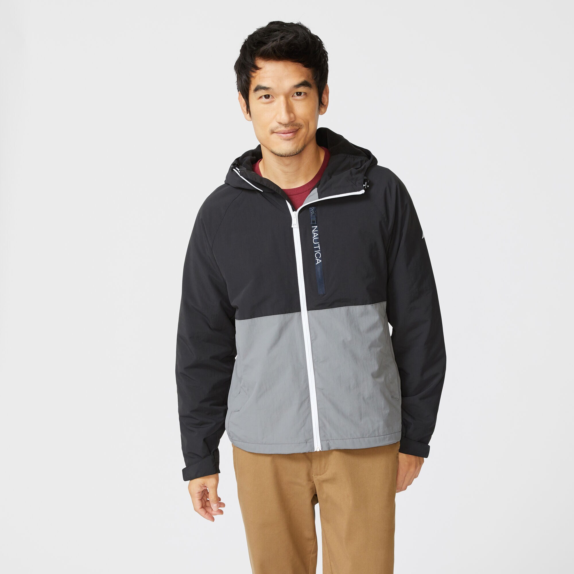 COLORBLOCK HOODED JACKET,Grey Shadow,large
