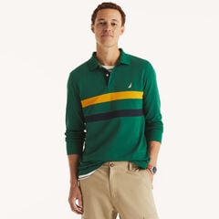 Classic Fit Long-Sleeve Striped Polo,Nile,large