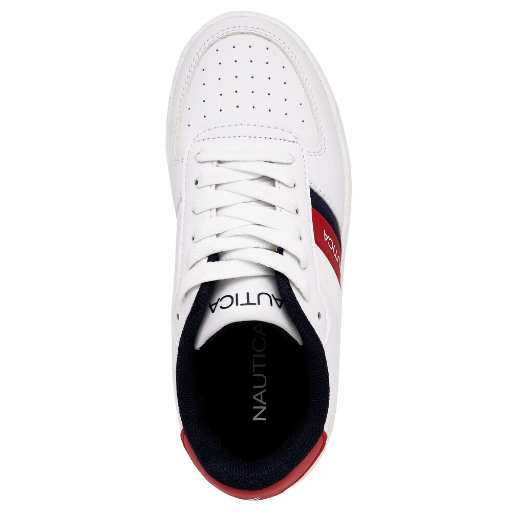 Boys' Side-Stripe Lace-Up Sneaker,Egret,large
