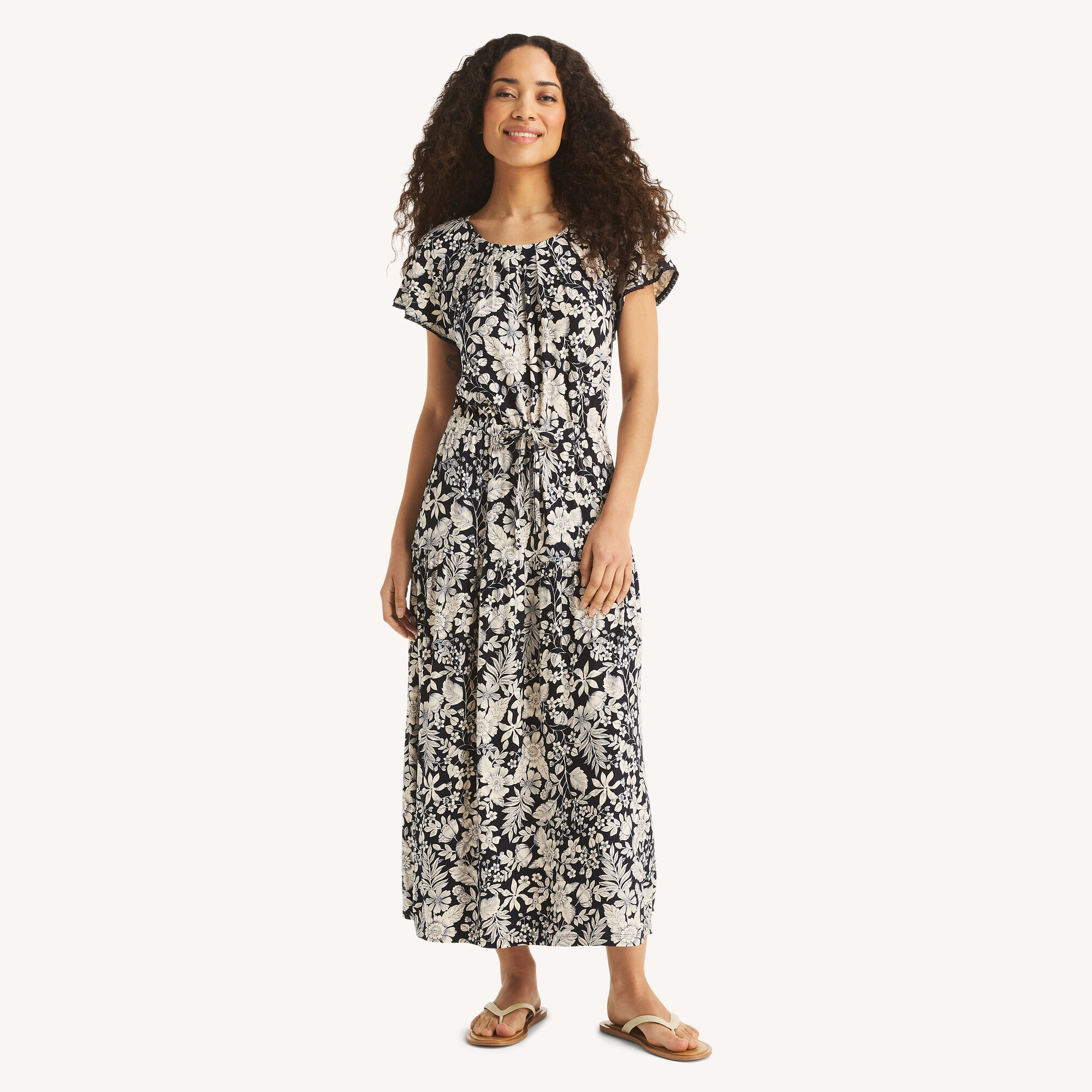 Printed Tiered Dress,Ice Blue,large