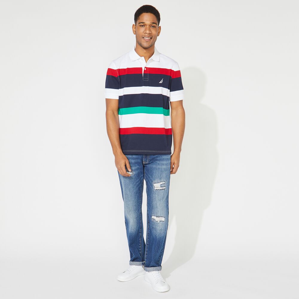 CLASSIC FIT STRIPED POLO,Bright White,large