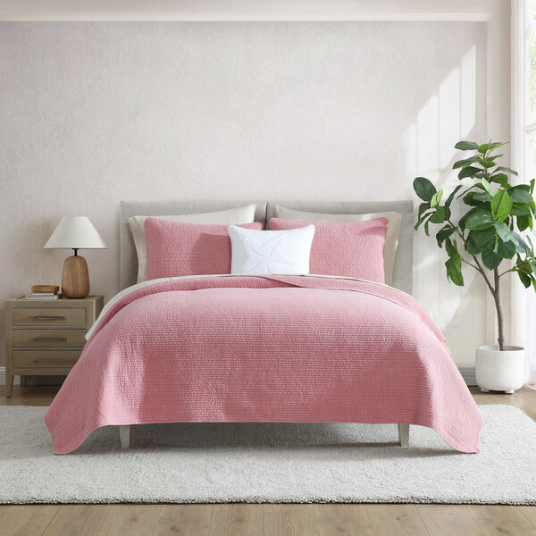 Seashore Stitch Pink Full/Queen Quilt Set