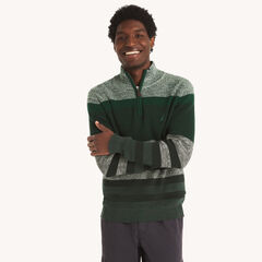 Striped Quarter-Zip Sweater,Cosmic Fern,large