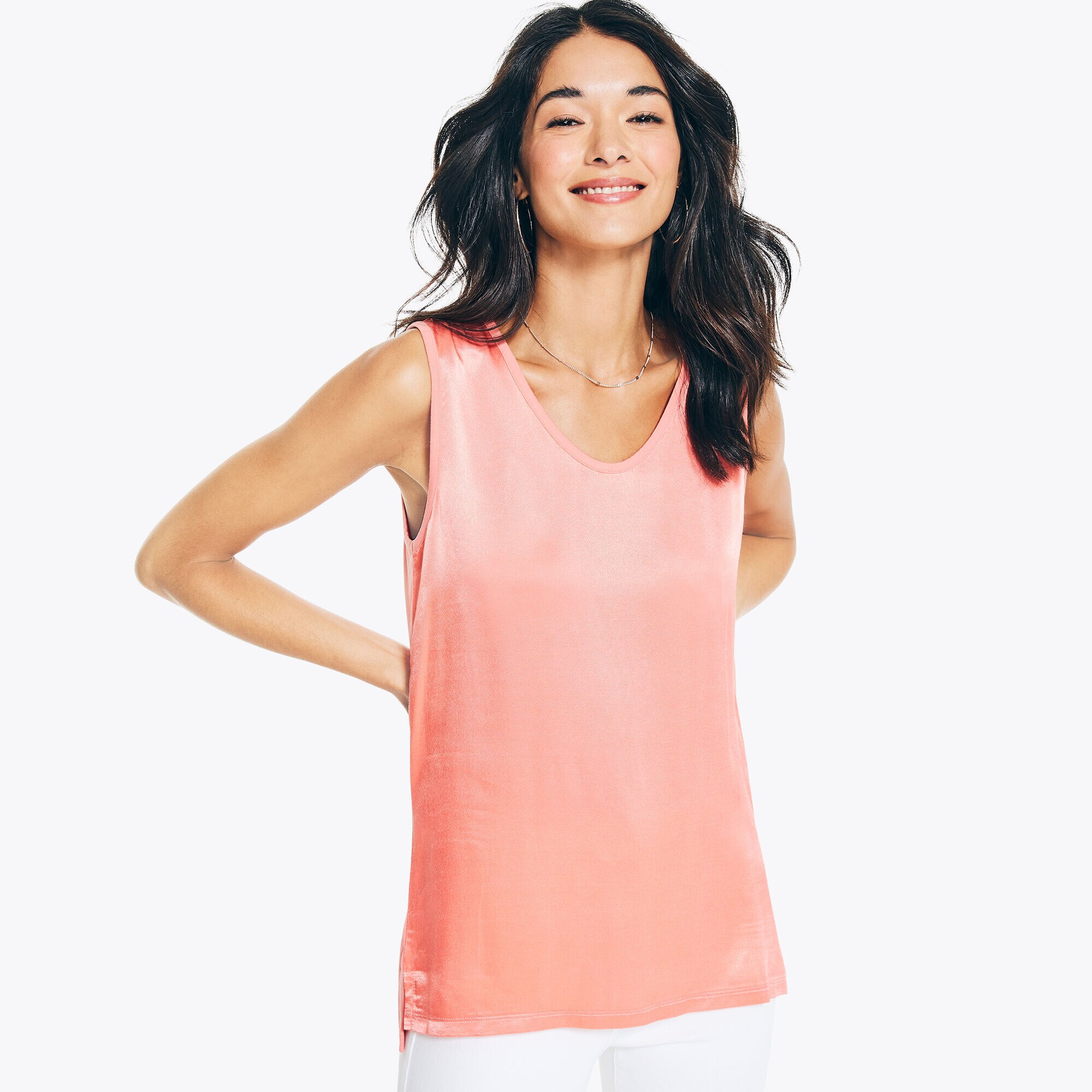 SATIN TANK TOP,Pale Coral,large