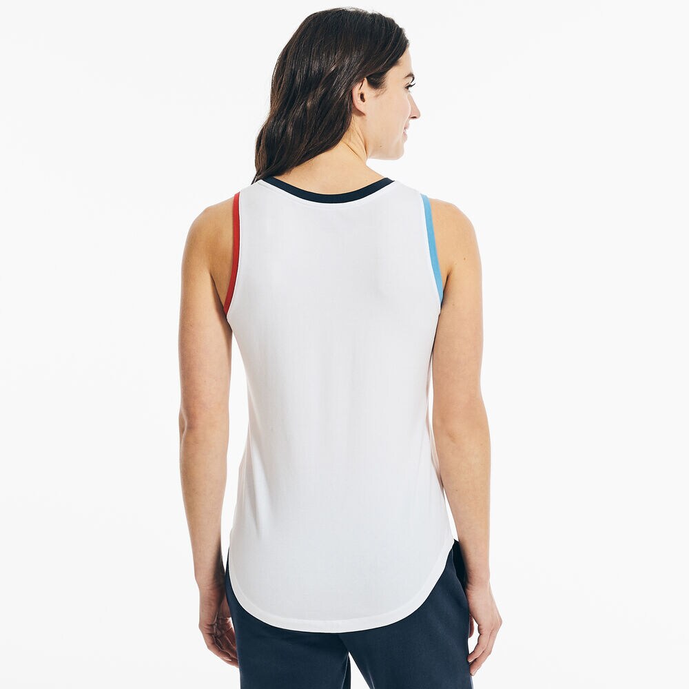 COLORBLOCK LOGO SLEEVELESS TOP,Bright White,large