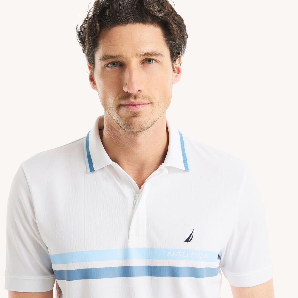 Navtech Striped Classic Fit Polo,Bright White,large