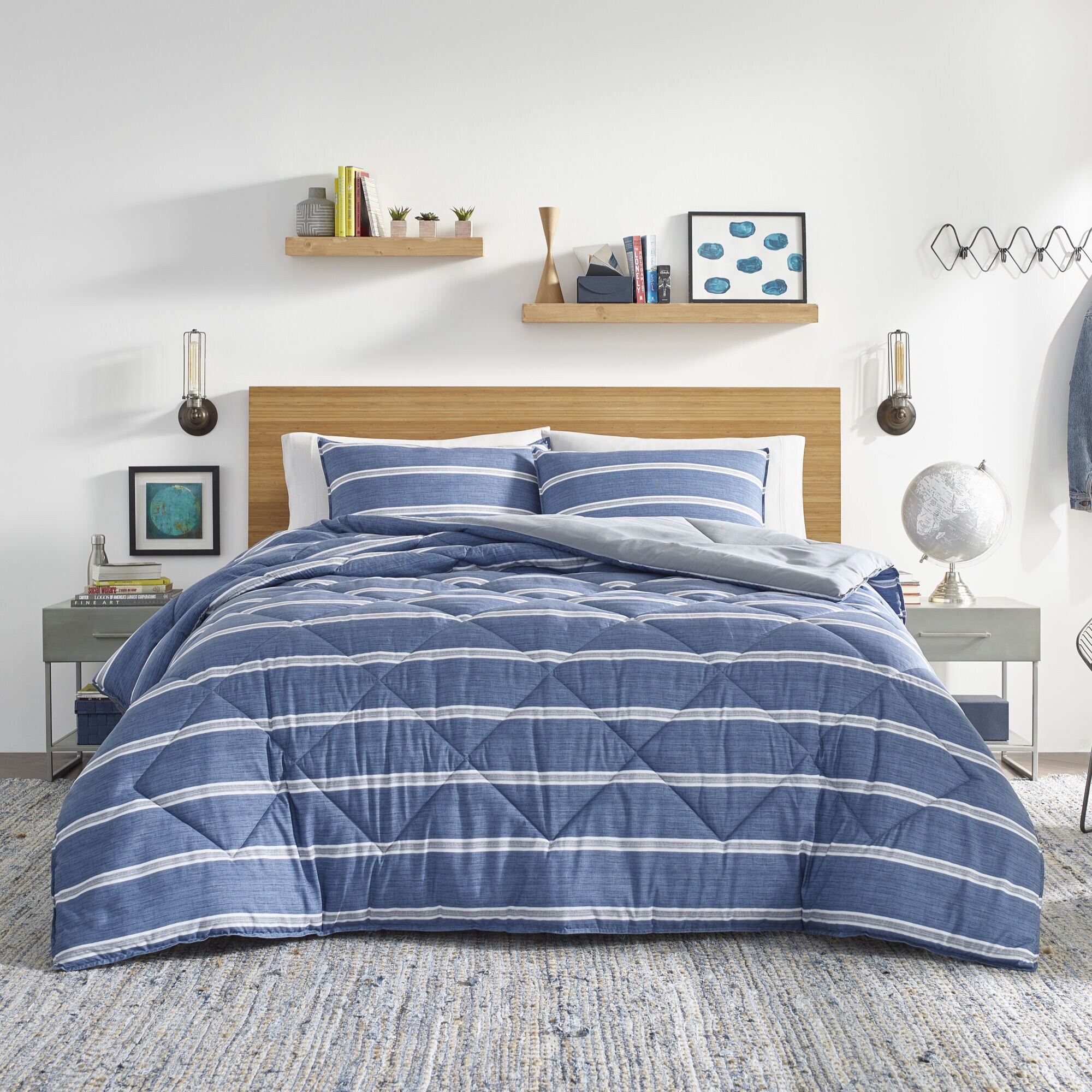 KELLER BLUE KING COMFORTER-SHAM SET,Multi,large