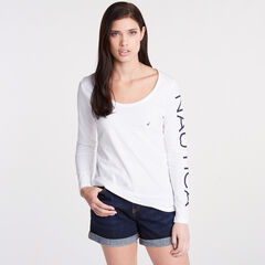 Long Sleeve Classic Fit Tee,Bright White,large