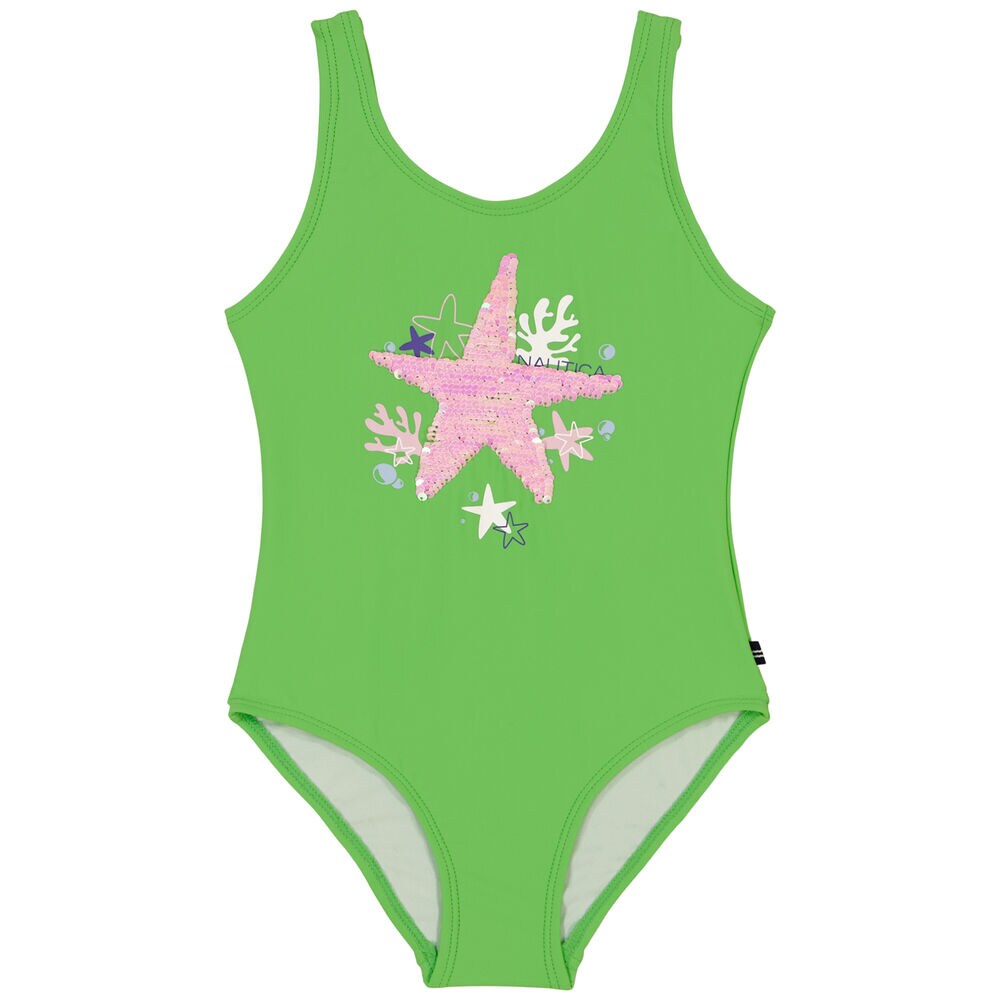 Little Girls' Starfish Flip Swimsuit (4-6X),Shaded Spruce,large