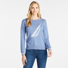 BRAND ICON INTARSIA SWEATER,Aquabreeze,large