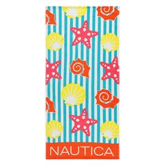 KIDS' STARFISH AND SHELL BEACH TOWEL,Turquoise,large