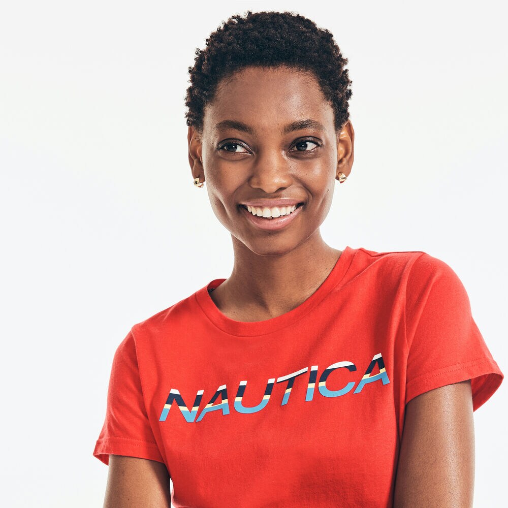 MULTICOLOR METALLIC LOGO T-SHIRT,Tomales Red,large