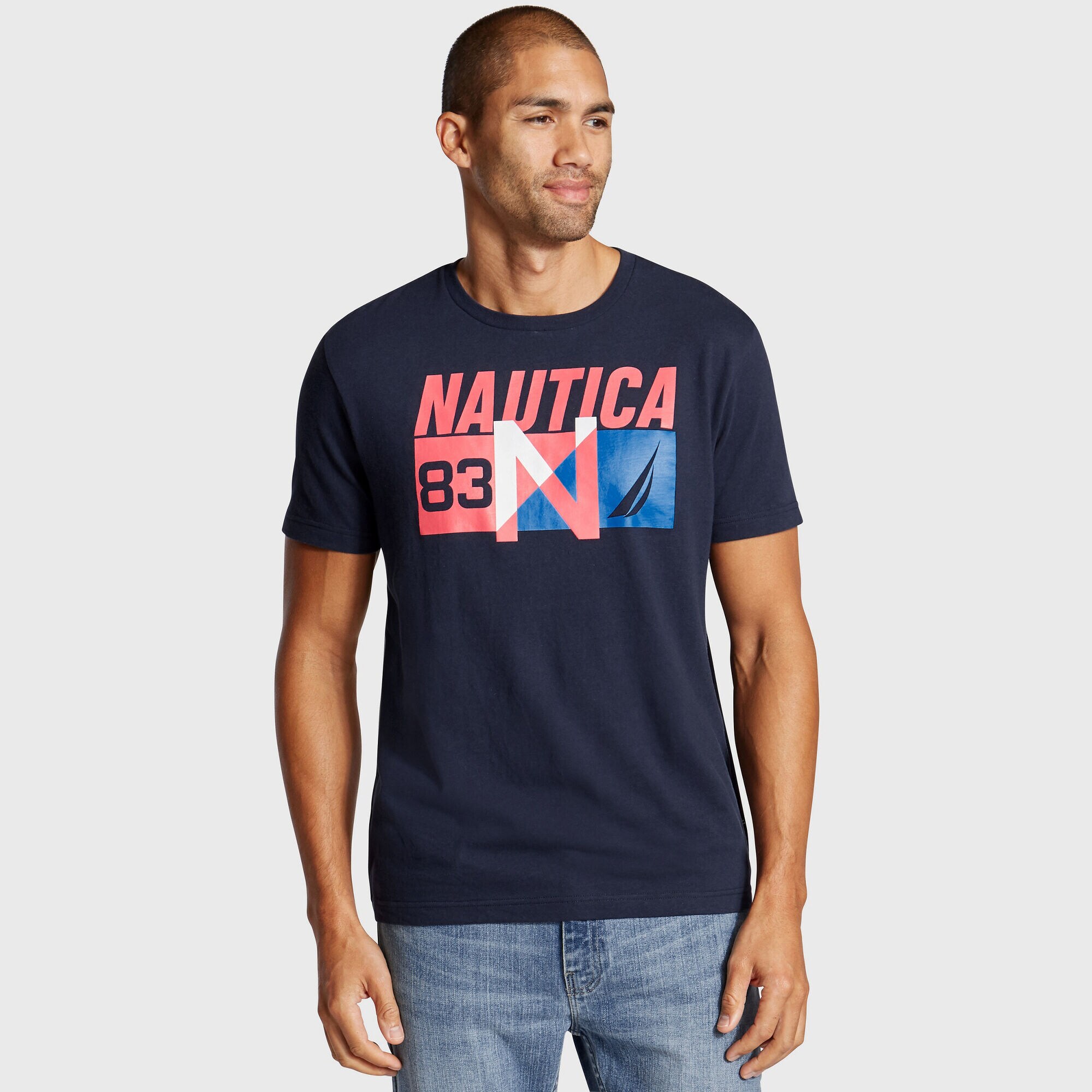 N-83 Short Sleeve T-Shirt,Navy,large