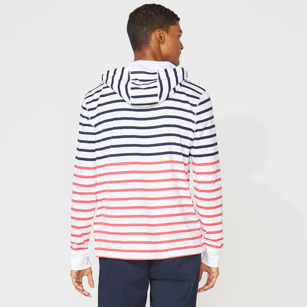 STRIPED T-SHIRT HOODIE,Bright White,large