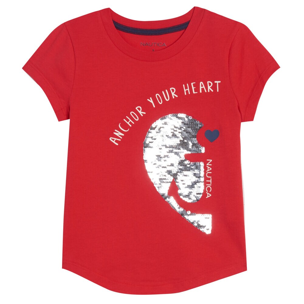 LITTLE GIRLS' ANCHOR YOUR HEART T-SHIRT (4-7),Desert Rose,large