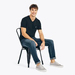 Big & Tall V-Neck Deck T-Shirt,True Black,large