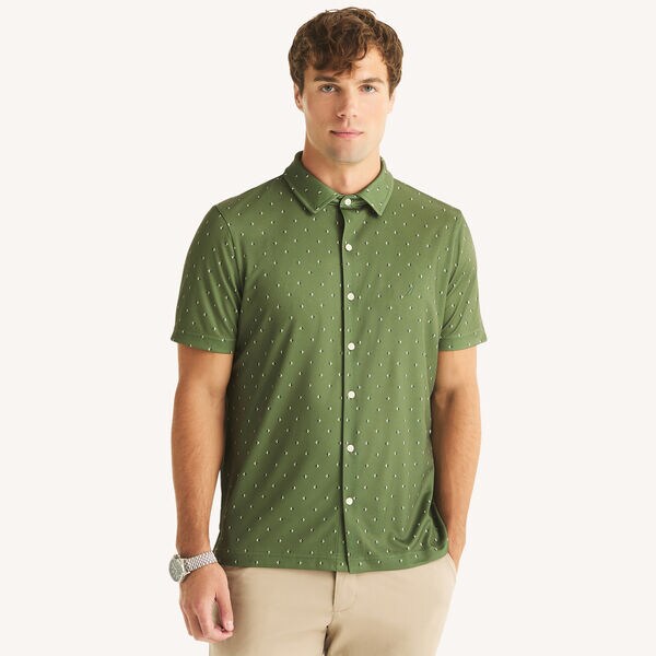 Printed Button-Down Polo