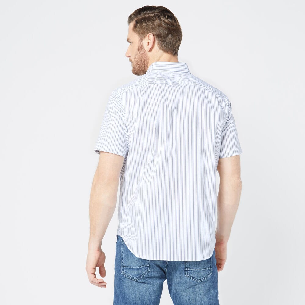 WRINKLE-RESISTANT STRIPED SHORT-SLEEVE SHIRT,J Navy,large