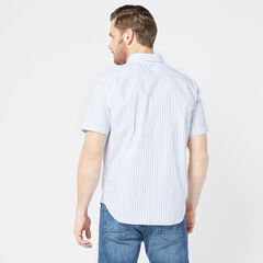 WRINKLE-RESISTANT STRIPED SHORT-SLEEVE SHIRT,J Navy,large