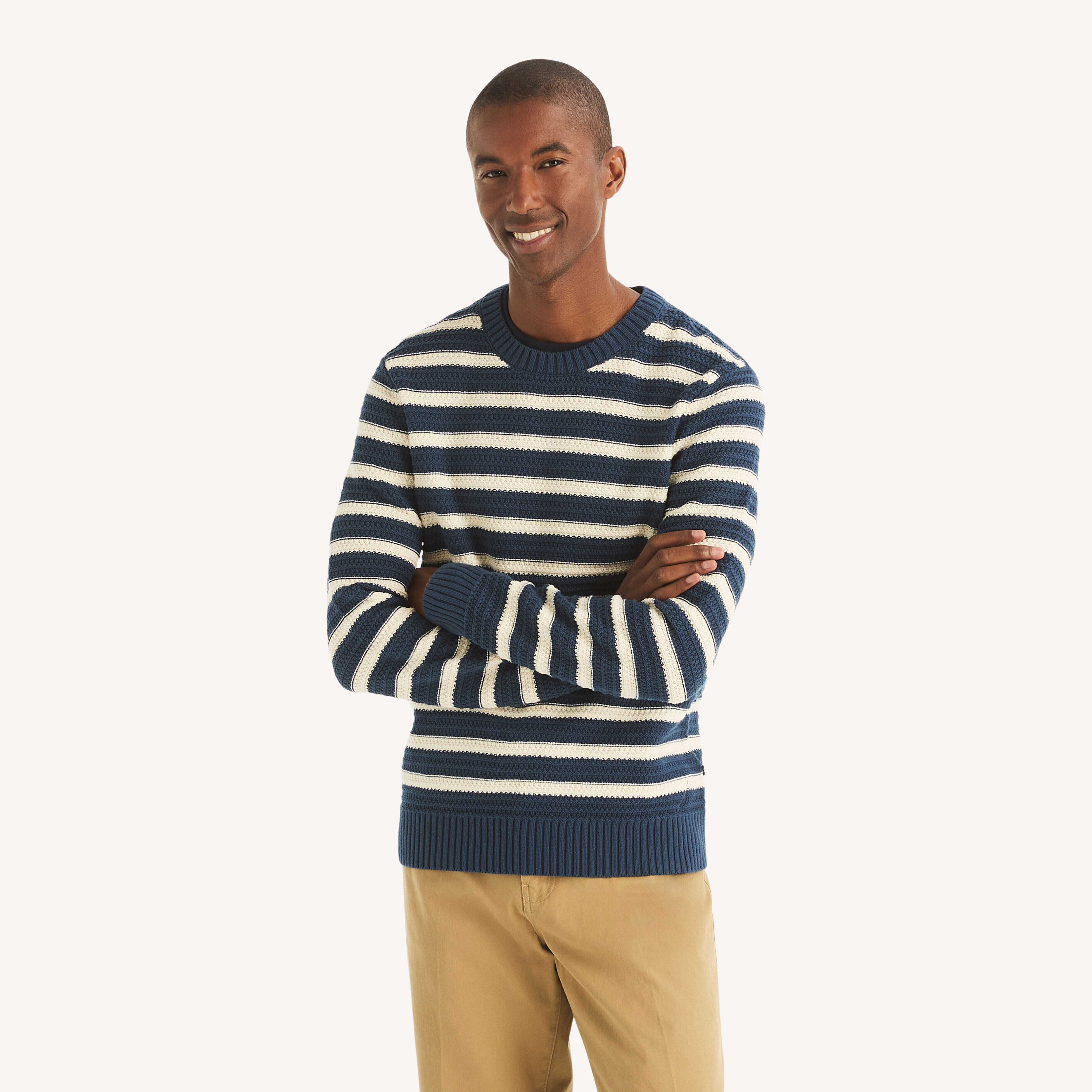 Textured Striped Crewneck Sweater | Nautica