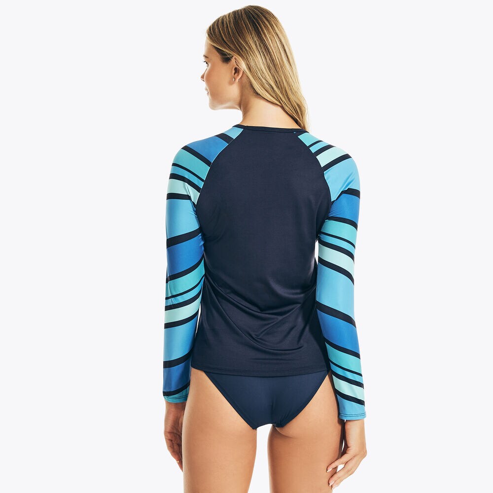 STRIPED SLEEVE RASH GUARD,Multi,large