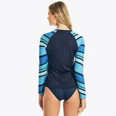 STRIPED SLEEVE RASH GUARD,Multi,large