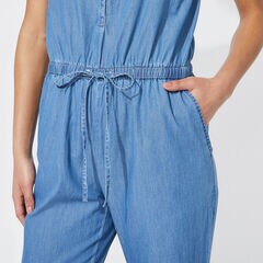 DENIM HENLEY JUMPSUIT,Deep Navy Heather,large