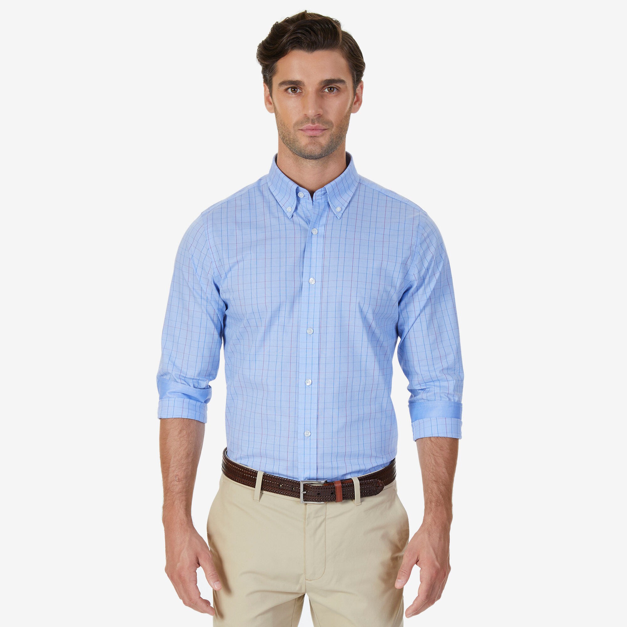 Windowpane Check Classic Fit Button Down,Starry Blue,large