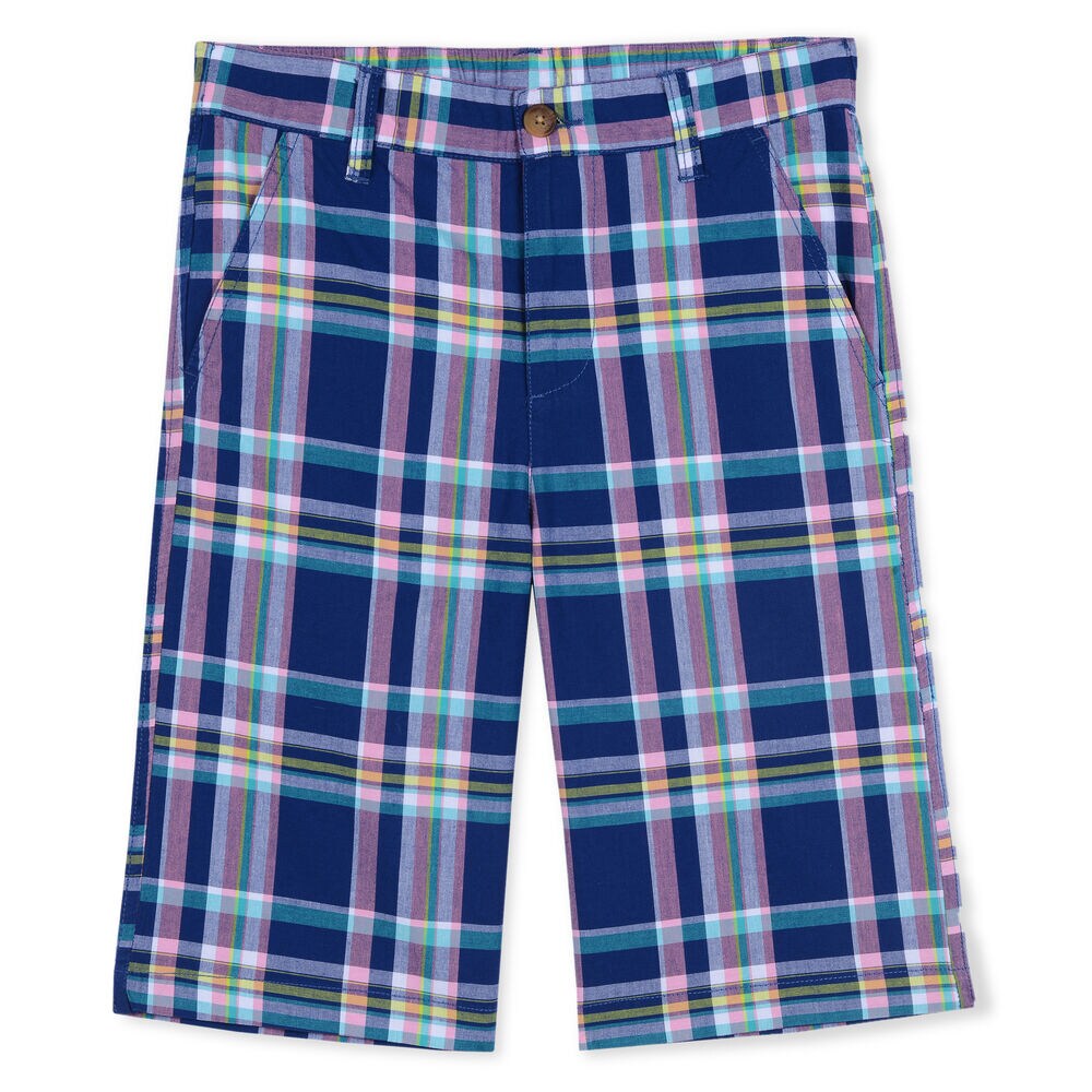 BOY'S PLAID TWILL SHORTS,Harbor Mist,large