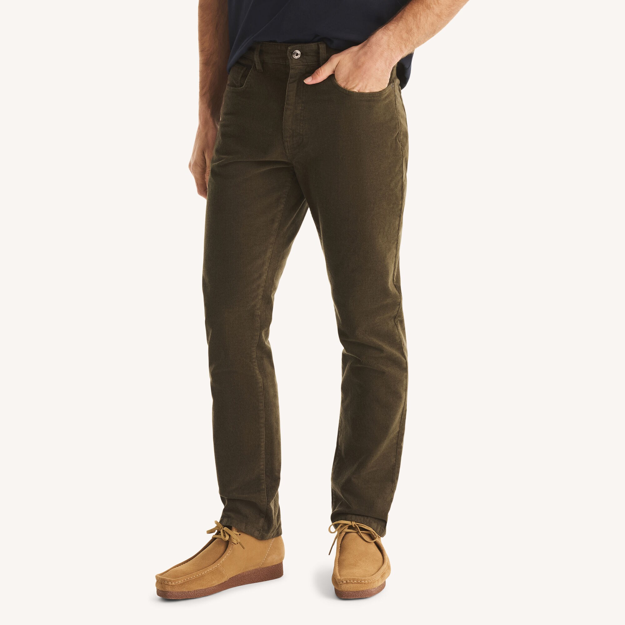 Straight Fit Stretch Corduroy 5-Pocket Pant,Olive,large