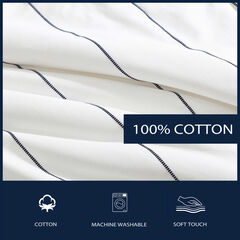 Naval Stripe White Twin Comforter-Sham Set,Snow White,large