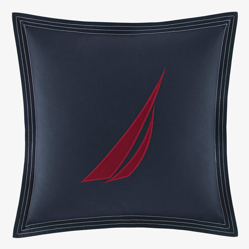 Seaward Twill brand icon Throw Pillow,Navy,large