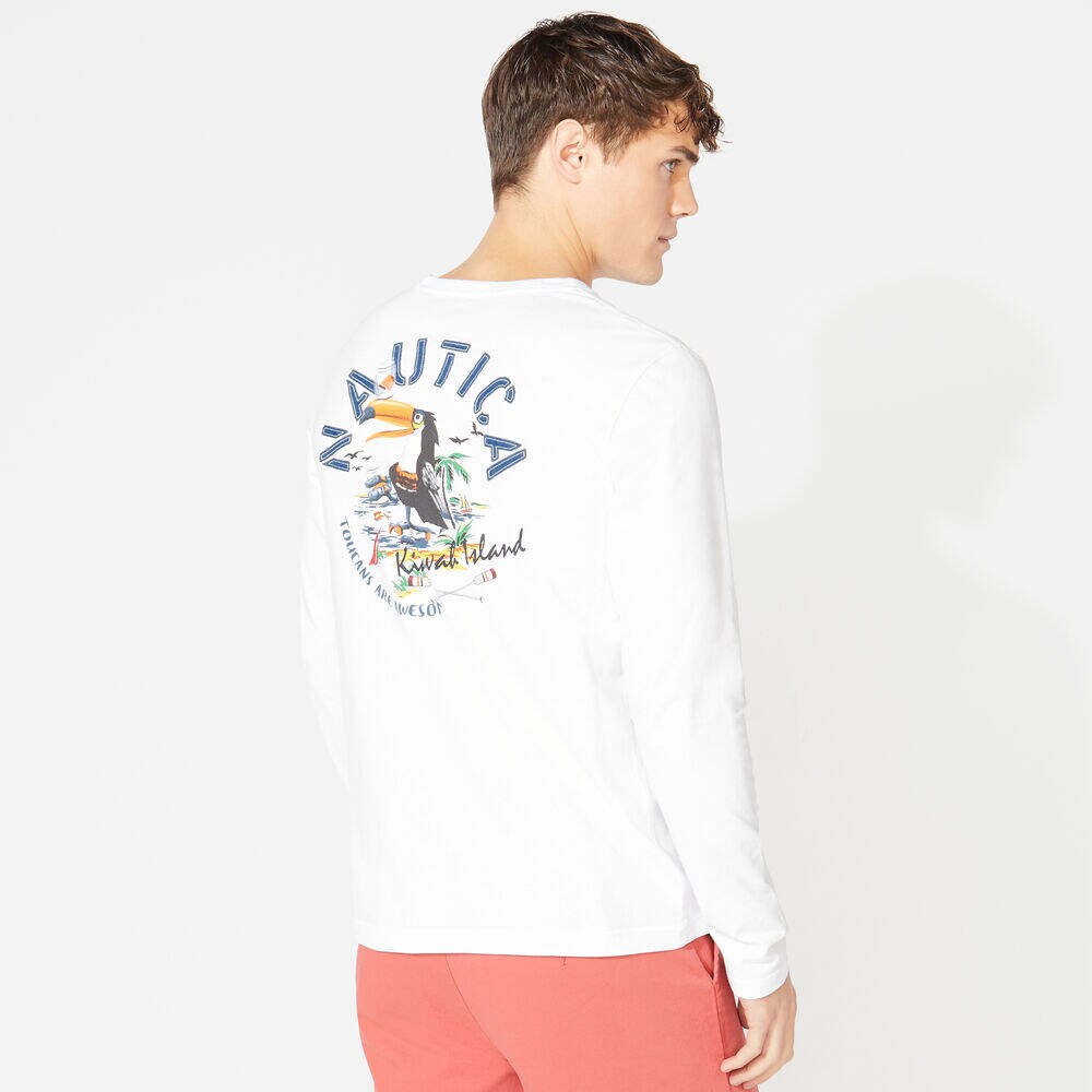 LONG SLEEE KIAWAH ISLAND PRINT T-SHIRT,Bright White,large
