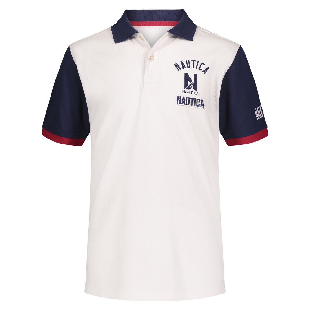 BOYS' COLORBLOCK STACKED LOGO POLO (8-20),Antique White Wash,large